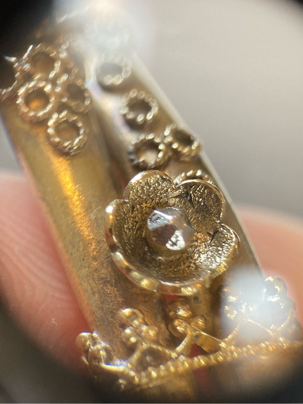 Antique Victorian Rose-Cut Garnet & Paste Etruscan Bracelet PAT. July 14, 1885 - Picture 4 of 16